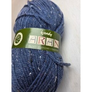 Wendy Aran Yarn 100g Denim Blue Tweed 25% Wool Courtelle Type 10 Made in England